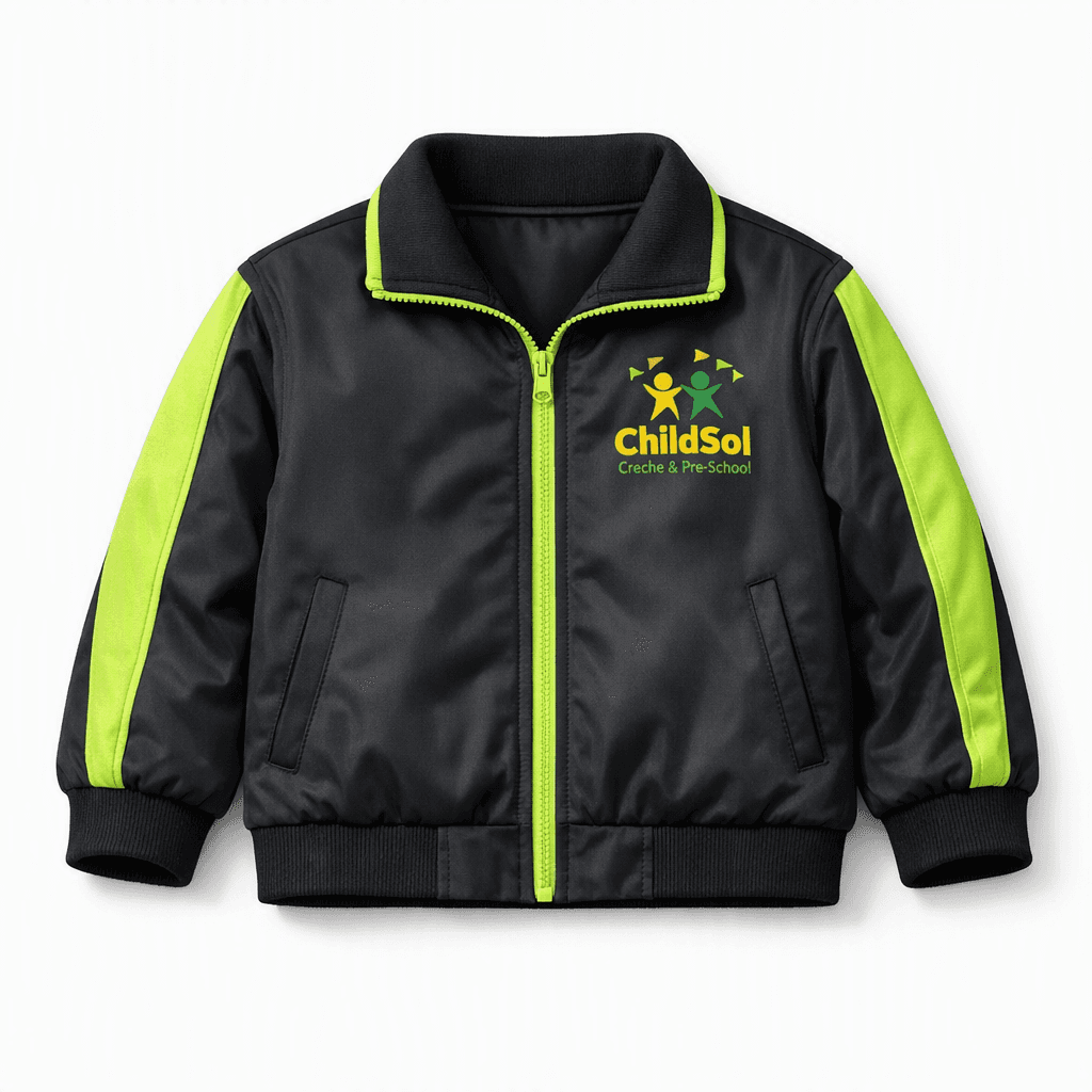 ChildSol Creche & Pre-School Black and Neon Green Zip Jacket